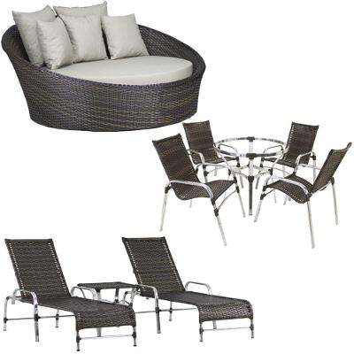 4 Cadeiras + 2 Mesa + 2 Espreguiçadeiras + 1 Chaise Trama Pedra Ferro
