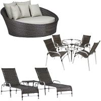 4 Cadeiras + 2 Mesa + 2 Espreguiçadeiras + 1 Chaise Trama Pedra Ferro - 1