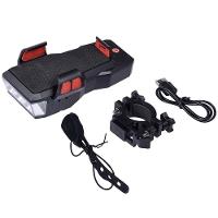 Farol Lanterna Led Recarregável Com Buzina E Suporte De Celular Para Bicicleta