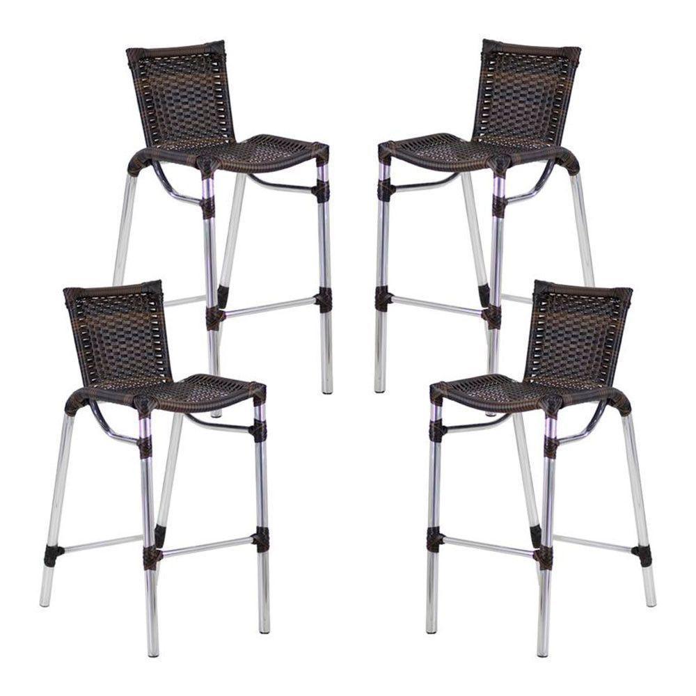 Kit 4 Banquetas Fortaleza Em Alumínio Alta Edícula Cozinha Pedra Ferro - 1