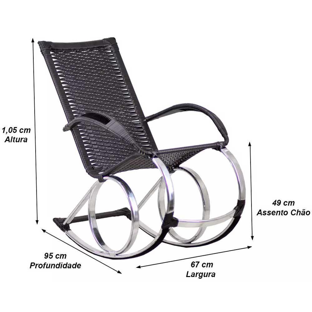 Cadeira De Balanço Em Alumínio Jardim Trama Pedra Ferro - 5