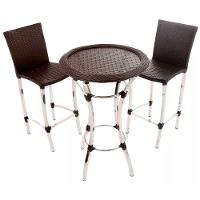 Conjunto 4 Banquetas E Bistrô Cannes Em Alumínio Trama Pedra Ferro - 6