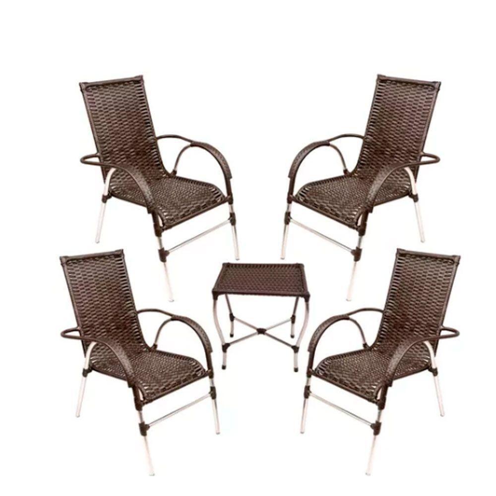 Conj Cadeira Para Area Externa E Mesa De Centro Vênus Trama Pedra Ferro - 1