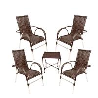 Conj Cadeira Para Area Externa E Mesa De Centro Vênus Trama Pedra Ferro - 1