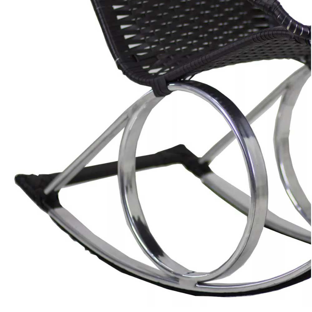 Cadeira De Balanço Em Alumínio Para Jardim E Sala Trama Pedra Ferro - 5