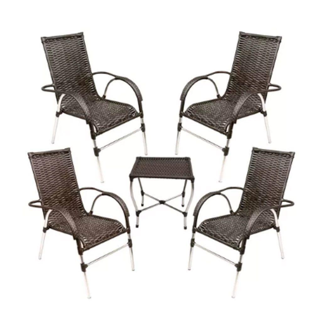 Kit 4 Cadeiras Vênus E Mesa De Centro Garden  Pedra Ferro - 1