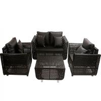 Jogo De Sofá E Poltronas Malibu Com Mesa Em Alumínio Pedra Ferro - 1