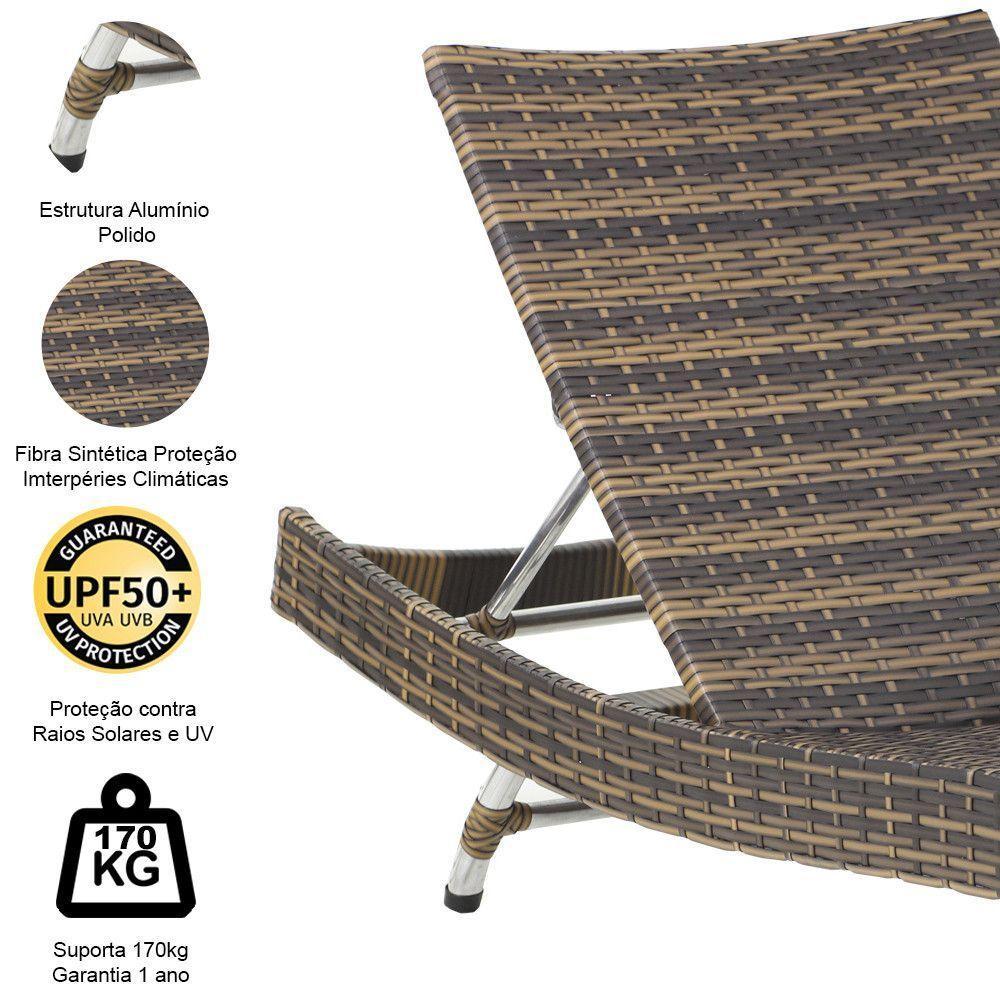 Kit 2 Espreguiçadeiras Bona E Mesa Grécia  Argila - 3