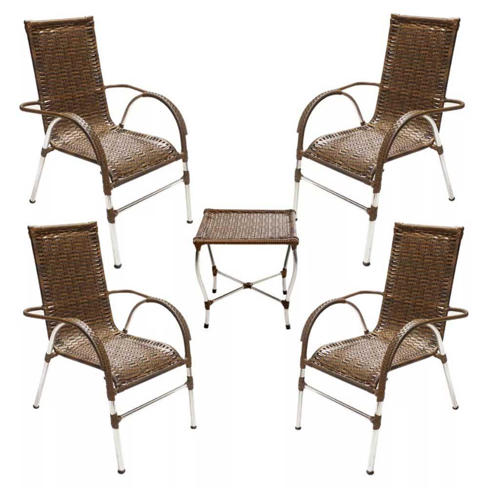 Kit 4 Cadeiras Vênus E Mesa De Centro Garden  Argila - 1