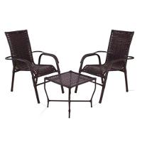 2 Cadeiras Em Ferro E Mesa De Centro Vênus Trama Argila - 2