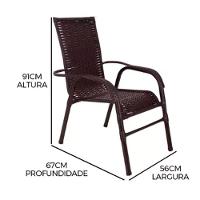 2 Cadeiras Em Ferro E Mesa De Centro Vênus Trama Argila - 5