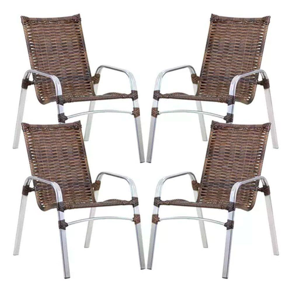 Kit 4 Cadeiras Emily Em Alumínio E Fibra  Argila - 1