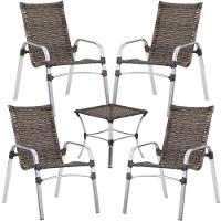 Jogo De 4 Cadeiras Emily Em Alumínio E Mesa De Centro Trama Argila - 1