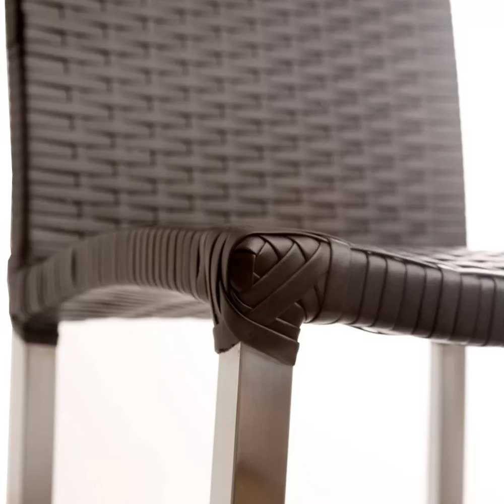 Conjunto 4 Banquetas E Bistrô Cannes Em Alumínio Trama Argila - 5