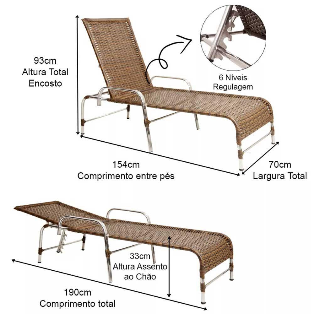 Kit 2 Espreguiçadeiras Catar E Mesa Garden  Argila - 3