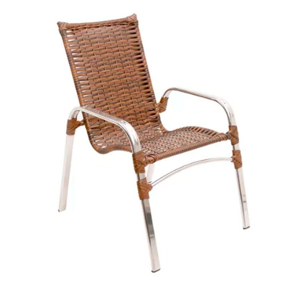 Jogo 4 Cadeiras Emily E Mesa Garden Em Alumínio Trama Argila - 3