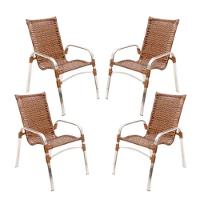 Jogo 4 Cadeiras Emily E Mesa Garden Em Alumínio Trama Argila - 1