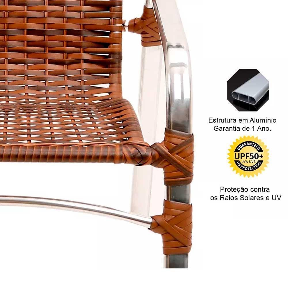 Jogo 4 Cadeiras Emily E Mesa Garden Em Alumínio Trama Argila - 6