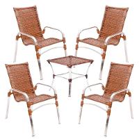 Jogo 4 Cadeiras Emily E Mesa Garden Em Alumínio Trama Argila - 1