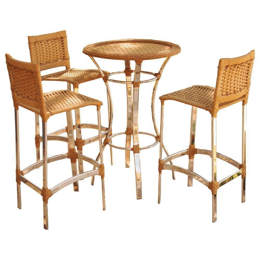 Conjunto De 3 Banquetas E Bistrô Em Alumínio  Argila - 1