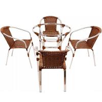 4 Cadeiras Floripa E Mesa Ascoli Em Alumínio Trama Argila - 5