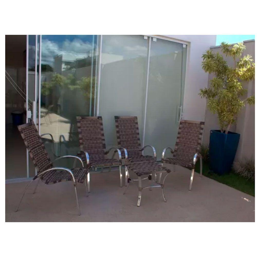 Kit 4 Cadeiras Em Alumínio Varanda Piscina Externa E Mesa De Argila - 3