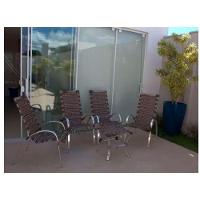 Kit 4 Cadeiras Em Alumínio Varanda Piscina Externa E Mesa De Argila - 3