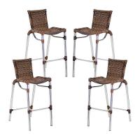 Kit 4 Banquetas Fortaleza Em Alumínio Alta Edícula Cozinha Argila - 1