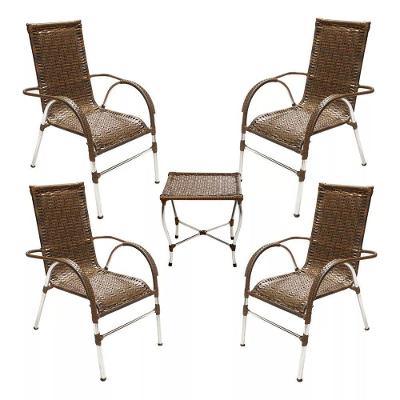 Cadeira Poltrona Para Varanda Vênus Kit 4 Cadeiras E Mesa Fibra Sintética Argila Trama Original