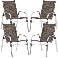 Jogo De 4 Cadeiras Emily Em Alumínio E Mesa De Centro Trama Argila - 1