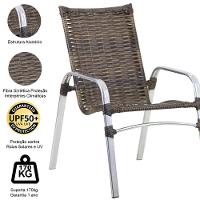 Jogo De 4 Cadeiras Emily Em Alumínio E Mesa De Centro Trama Argila - 3