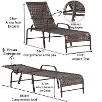 Kit 2 Espreguiçadeiras Catar Pintura Mesa Piscina Alumínio Argila - 3