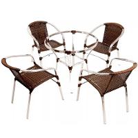 4 Cadeiras Floripa E Mesa Ascoli Em Alumínio  Argila - 1