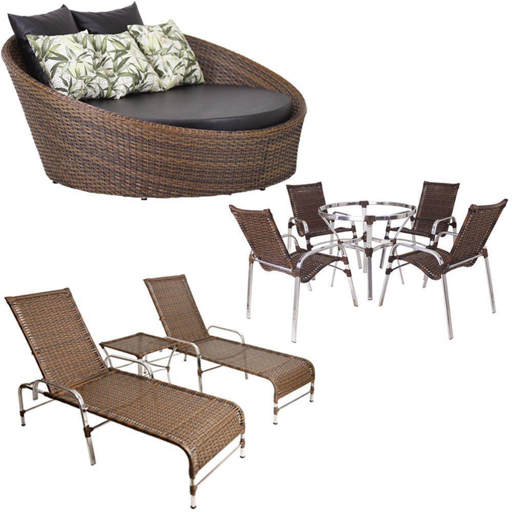 4 Cadeiras + 2 Mesa + 2 Espreguiçadeiras + 1 Chaise Trama Argila - 1