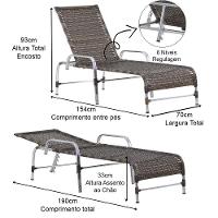 3 Espreguiçadeiras Catar Com Mesa Garden Para Piscina Trama Argila - 2