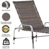 3 Espreguiçadeiras Catar Com Mesa Garden Para Piscina Trama Argila