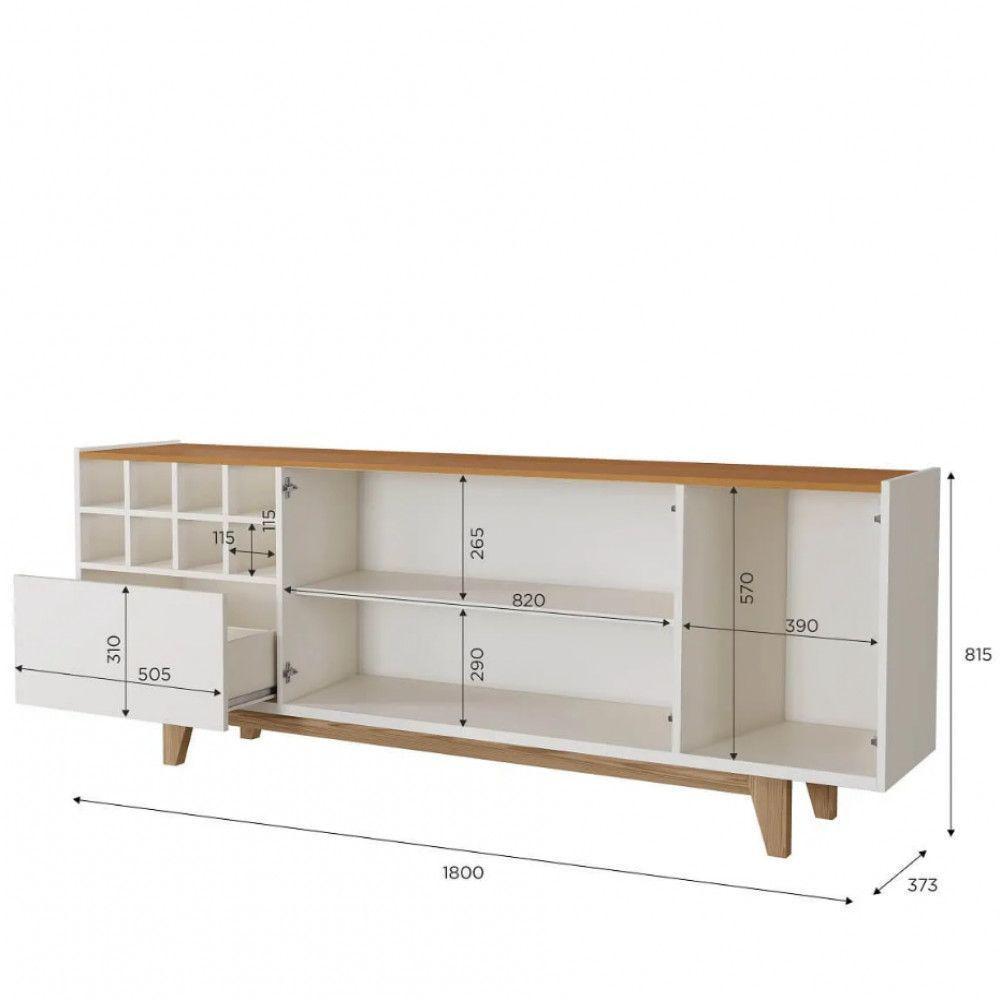 Buffet 3 Portas 1 Gaveta Philadelphia Mavaular Off White - Naturalle - 4