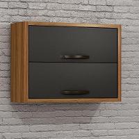 Armário Aéreo 2 Portas Letícia Chf Móveis Carvalho - Grafite - 1