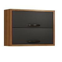 Armário Aéreo 2 Portas Letícia Chf Móveis Carvalho - Grafite - 2