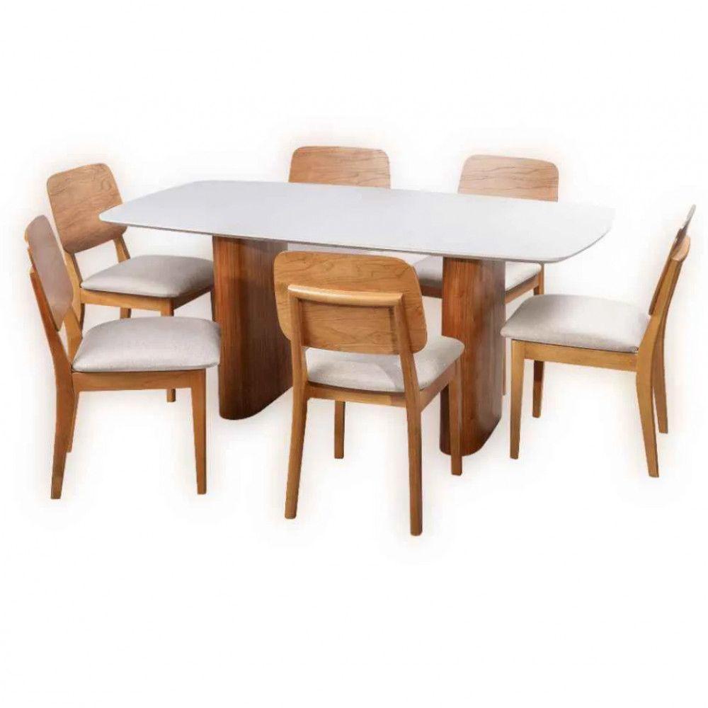 Mesa De Jantar Flora Tampo Vidro Laqueado 180x100cm Off White - 2