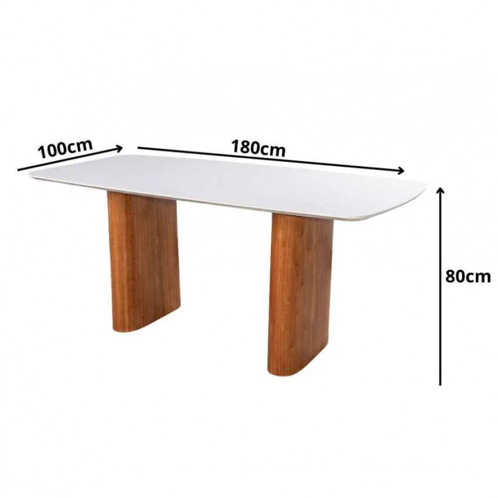 Mesa De Jantar Flora Tampo Vidro Laqueado 180x100cm Off White - 3