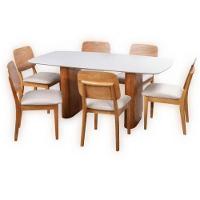 Mesa De Jantar Flora Tampo Vidro Laqueado 180x100cm Off White - 2