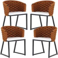 Kit 4 Cadeiras Bali Alumínio Em Tricô Náutico  Mármore - 1