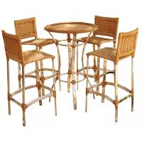 Conjunto De 3 Banquetas E Bistrô Em Alumínio  Avelã - 1