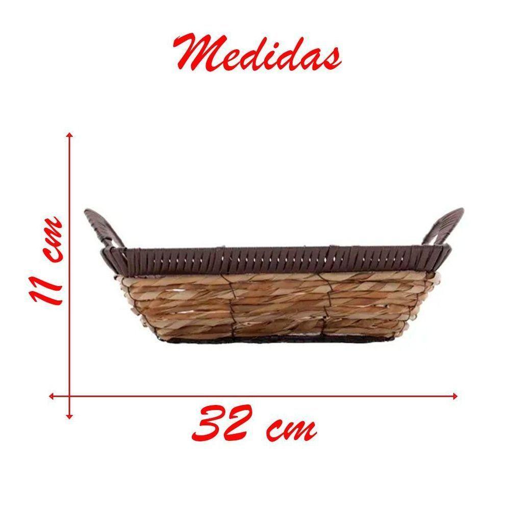 Cesto Multiuso Porta Frutas Palha Fruteira Com Alça 32cm - 1