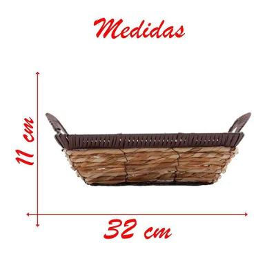 Cesto Multiuso Porta Frutas Palha Fruteira Com Alça 32cm