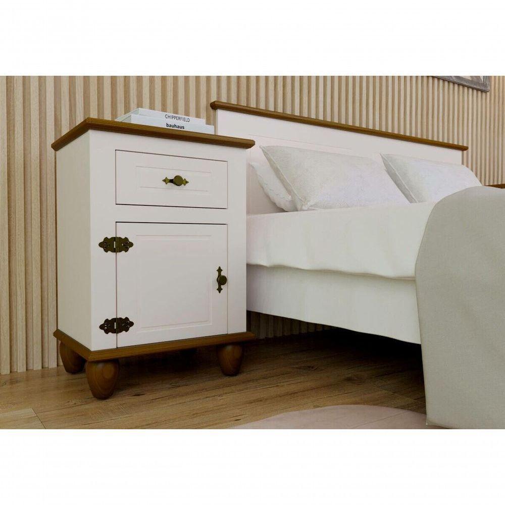 Mesa De Cabeceira Retrô Off White/nogueira - 3