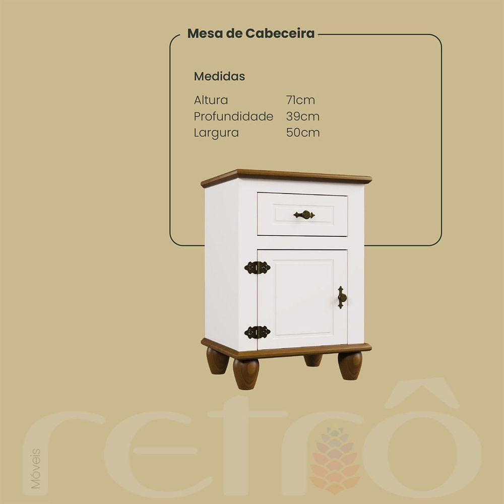Mesa De Cabeceira Retrô Off White/nogueira - 4