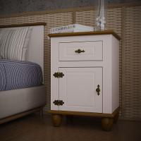 Mesa De Cabeceira Retrô Off White/nogueira - 2