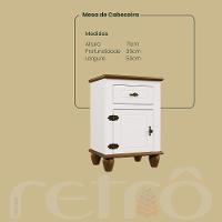 Mesa De Cabeceira Retrô Off White/nogueira - 4